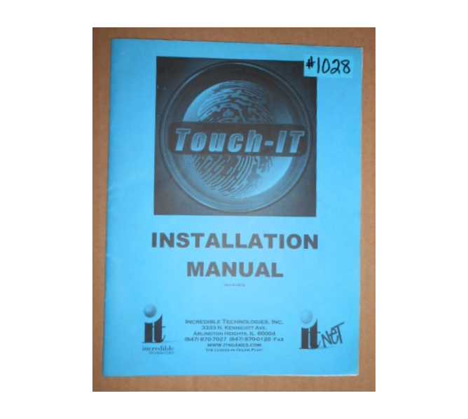 TOUCH-IT Arcade Machine Game INSTALLATION MANUAL #1028 for sale 