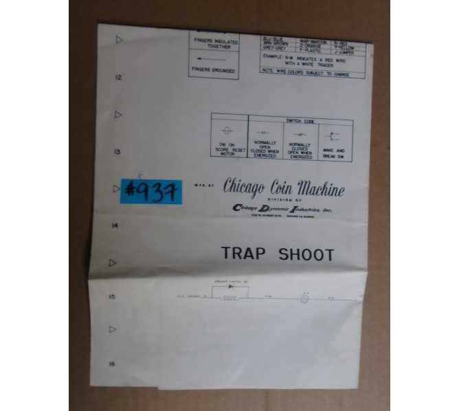 TRAP SHOOT Arcade Machine Game SCHEMATIC #937 for sale  
