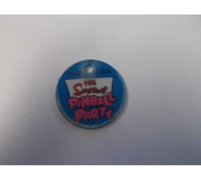 The Simpsons Pinball Party Original Pinball Machine Promotional Key Fob Keychain Plastic Round - Stern