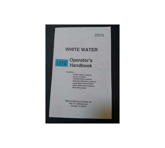 WHITE WATER Pinball OPERATOR'S HANDBOOK #1318 for sale