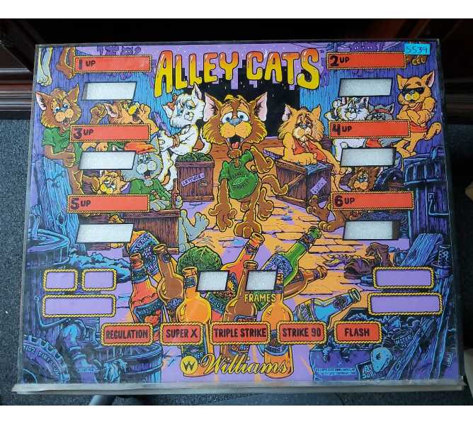 WILLIAMS ALLEY CATS Arcade Machine Game Plexiglass Marquee Graphic Artwork #5539 for sale