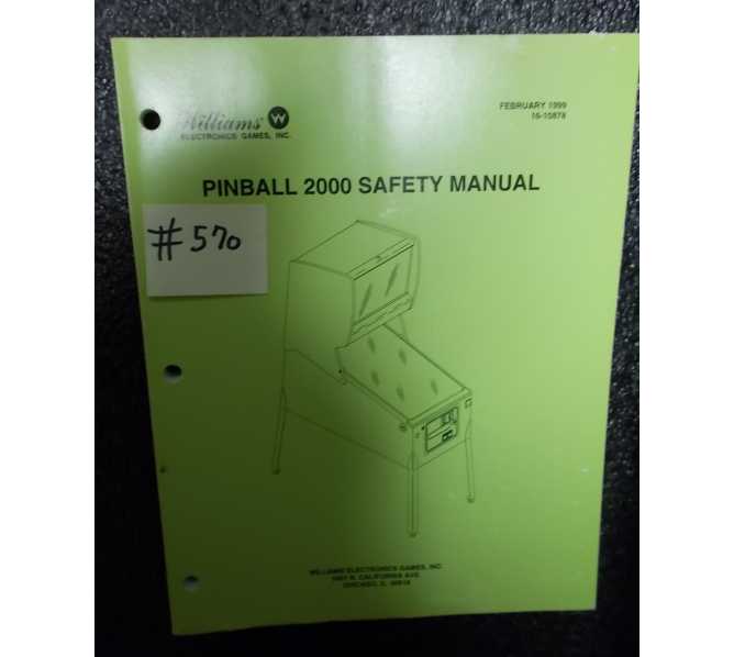 WILLIAMS Pinball Machine Game PINBALL 2000 SAFETY MANUAL #570 for sale 