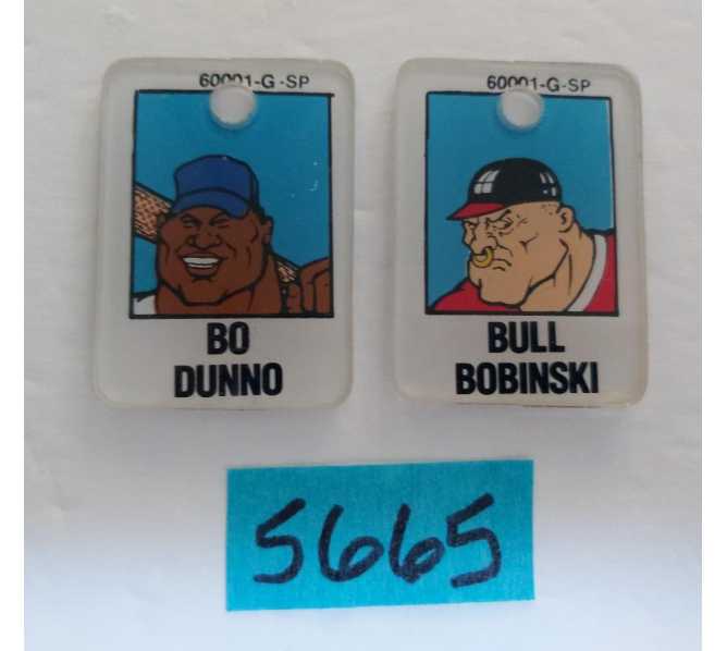 WILLIAMS SLUGFEST Arcade Pinball Machine Game PROMO PLASTICS BULL BOBINSKI & BO DUNNO #60001-G-SP (5665)