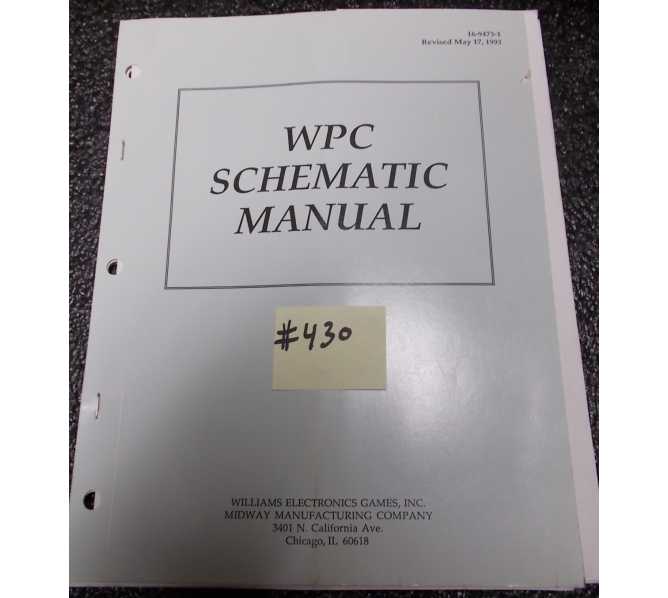 WPC Pinball Machine Game Schematic Manual #430 for sale - WILLIAMS  