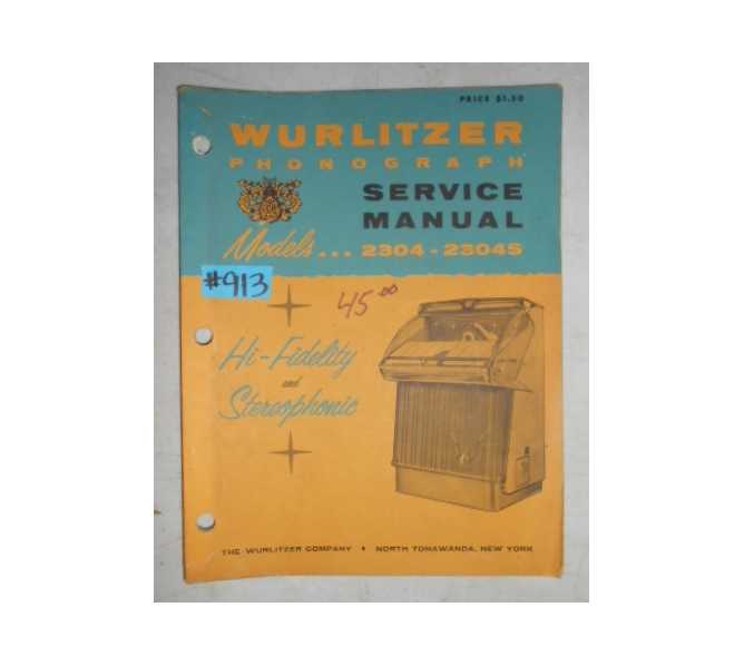 WURLITZER MODELS 2304 - 2304S Jukebox SERVICE MANUAL #913 for sale 