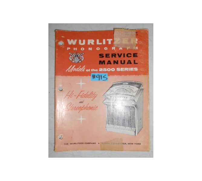 WURLITZER SERIES 2500 MODELS Jukebox SERVICE MANUAL #915 for sale  