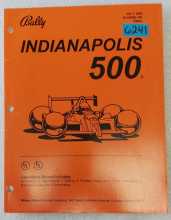 BALLY INDIANAPOLIS 500 Pinball OPERATIONS MANUAL #6241 