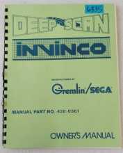 GREMLIN SEGA DEEP SCAN / INVINCO Arcade Game Owner's Manual, Operating Instructions & Service Manual #6335  