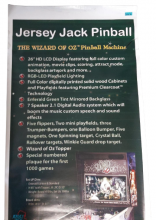 JERSEY JACK WIZARD OF OZ Original Pinball Machine Game COLLECTIBLE Promotional VINYL ADVERTISING SIGN #5616  