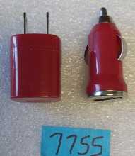 RED USB WALL Charger Adapter & AUTO CAR Charger Adapter - Lot of 100 (50 of each)