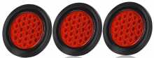 Round Trailer Lights, 4-inch Super Bright Red 24 LED Brake Turn Signal Tail Lights with Waterproof Rubber Gaskets for Boat Trailer Truck