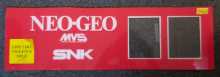 SNK NEO GEO SYSTEM Arcade Game Overhead Header PLEXIGLASS #7463 