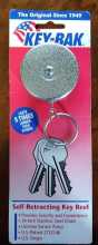 KEY-BAK Original Retractable Key Holder K/B #3 with a Chrome Front, Steel Belt Clip, Split Ring for sale  