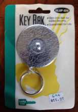 KEY-BAK Original Retractable Key Holder #43301 with a Chrome Front, Steel Belt Clip, Split Ring for sale 