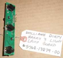 WILLIAMS DIRTY HARRY Pinball Machine Game PCB Printed Circuit 3-LIGHT LAMP Board #5768-13879-00 for sale 
